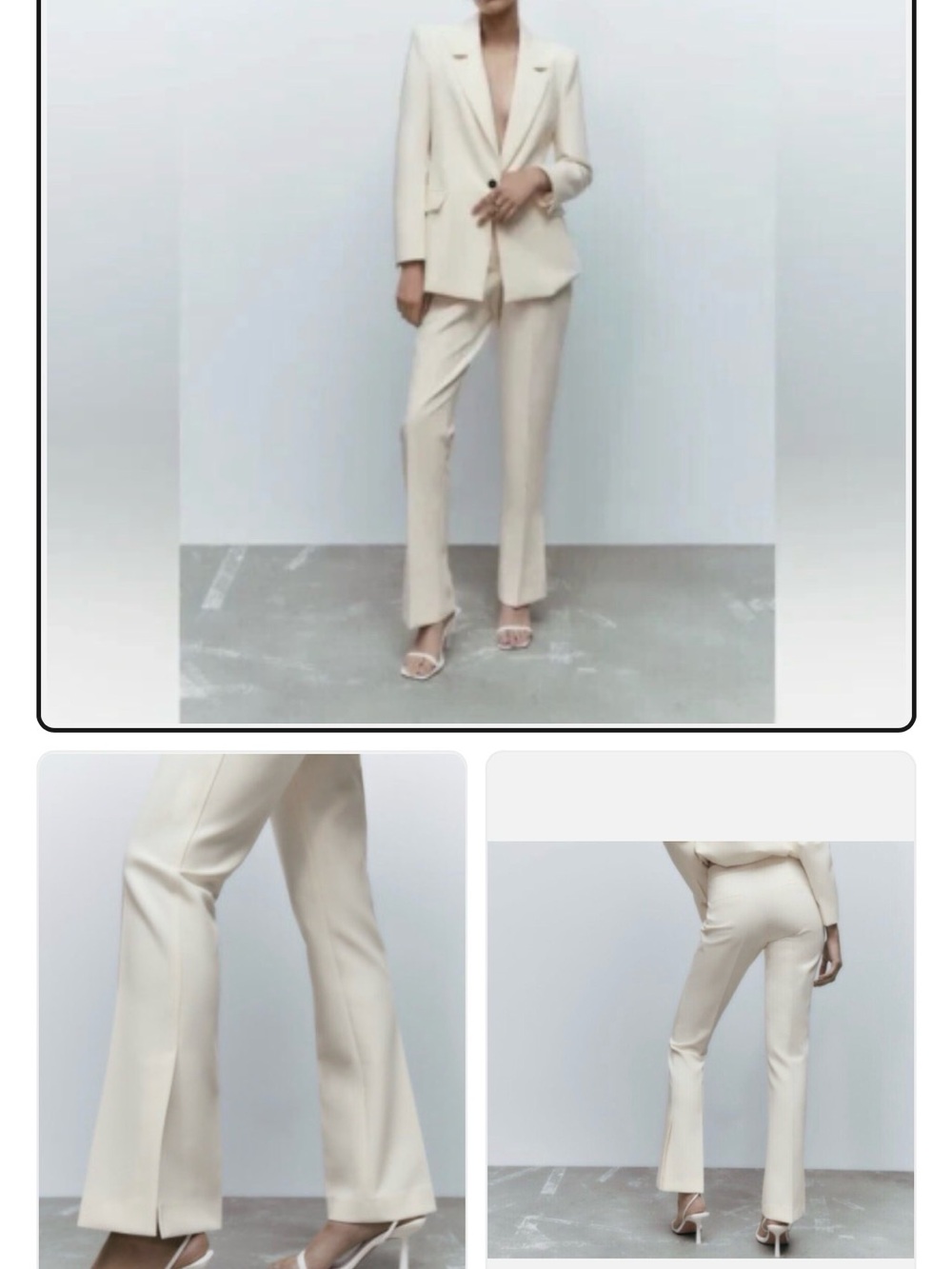 BNWT Zara Cream side Split-Hem Trousers - Medium